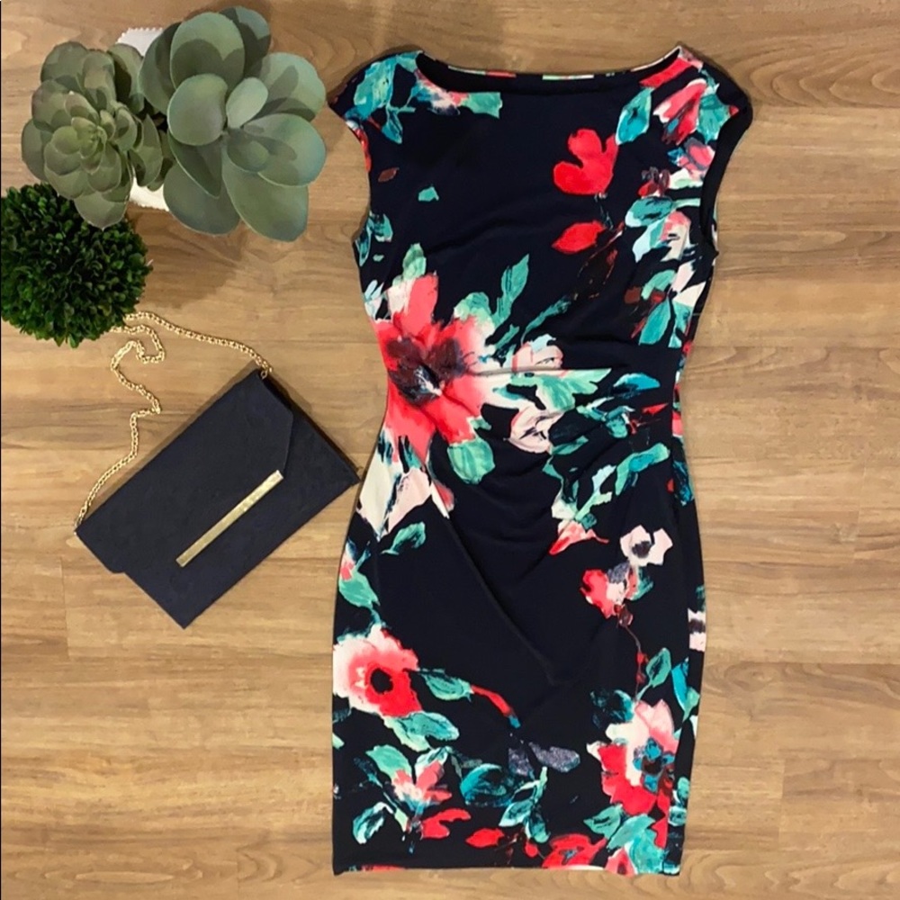 NWT Ralph Lauren Floral Cap Sleeve Jersey Dress